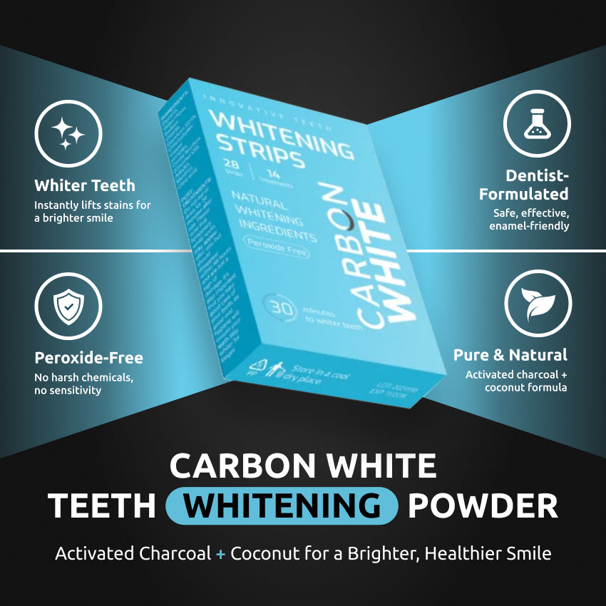 Carbon White – Teeth Whitening Strips (28) – No Peroxide, Sensitive Safe, Fast Results