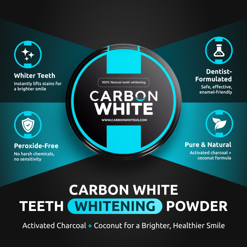 Carbon White – Charcoal Teeth Whitener Powder – Natural, Vegan, Coconut (30g)