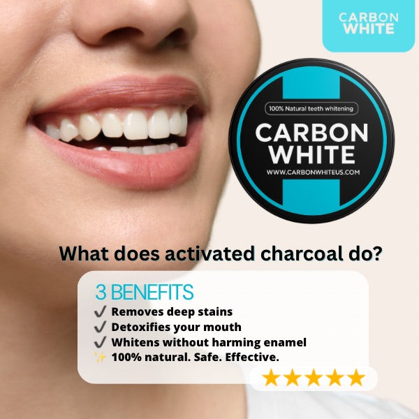 Carbon White – Charcoal Teeth Whitener Powder – Natural, Vegan, Coconut (30g)
