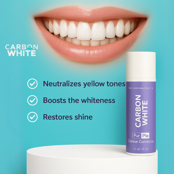 Carbon White - Teeth Whitening Starter Kit – Purple Serum + Charcoal Powder + Whitening Strips – Natural, Daily, Instant Brightening